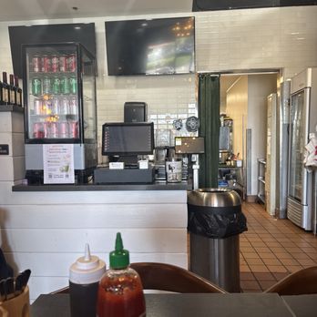 Pho Kitchen - Pho Kitchen menu board, canned drinks (no fountain drinks, and order/pay station. - Desserts Near Me - San Jose, California