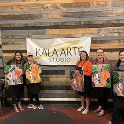 Kala Arte Studio - Our finished paintings and our lovely instructor