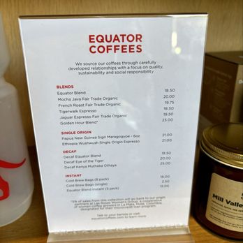 Equator Coffees - Espresso bean menu - Coffee & Tea Near Me - San Francisco, California