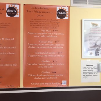 Shiri's Kitchen - the menu and prices - Indian Near Me - Waterloo, Ontario