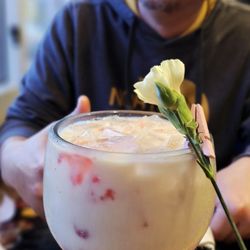 Chingadazos Taqueria and bar - Strawberry horchata  My brother is single btw