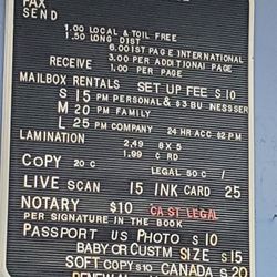 Post N' Parcel - Price menu