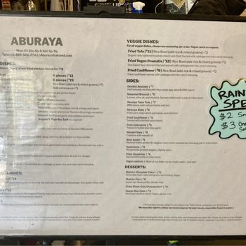 Aburaya - Menu March 25th, 2024 - Izakaya Near Me - Oakland, California Aburaya - Menu March 25th, 2024 - Izakaya Near Me - Oakland, California