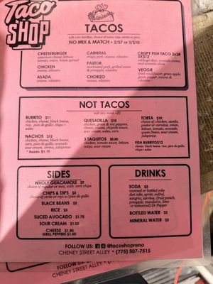 Menu photo 1 Taco Shop Reno, NV
