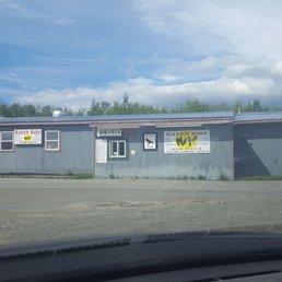 Front of the building. Order from the window.