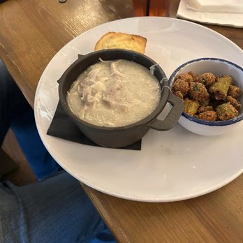Five Oaks Farm Kitchen - Chicken & Dumplings with side of fried okra - Breakfast & Brunch Near Me - Sevierville, Tennessee Five Oaks Farm Kitchen - Chicken & Dumplings with side of fried okra - Breakfast & Brunch Near Me - Sevierville, Tennessee