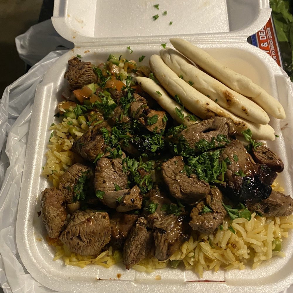 AL Madina - Lamb shish platter with salad and rice - Delis Near Me - Brandon, Florida