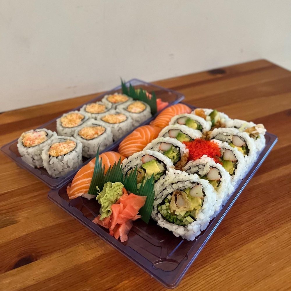a tray of sushi a tray of sushi