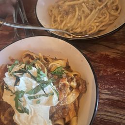 Carbonara and the bolognese.