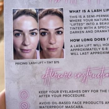 Let's Lash - Printed promotional material lists price at $75 and shows both upper & lower lashes are tinted. - Eyelash Service Near Me - Scottsdale, Arizona