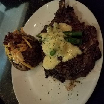 Stoney River - Bone in rib EYE steak with crab on the top - Steakhouses Near Me - Annapolis, Maryland