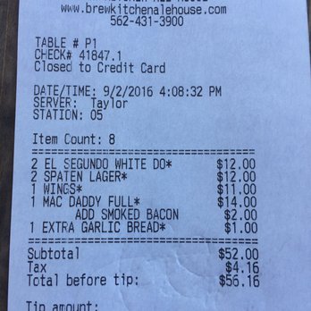 Brew Kitchen Ale House - The damage! - Barbeque Near Me - Los Alamitos, California Brew Kitchen Ale House - The damage! - Barbeque Near Me - Los Alamitos, California