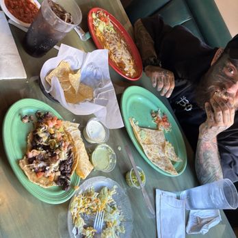 Papagayos - Our delicious food, plain cheese quesadilla, house salad, cheese enchilada, whole black bean soft taco - Mexican Near Me - Lake Arrowhead, California