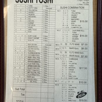 Sushi Yoshi - Menu - Sushi Bars Near Me - Torrance, California Sushi Yoshi - Menu - Sushi Bars Near Me - Torrance, California