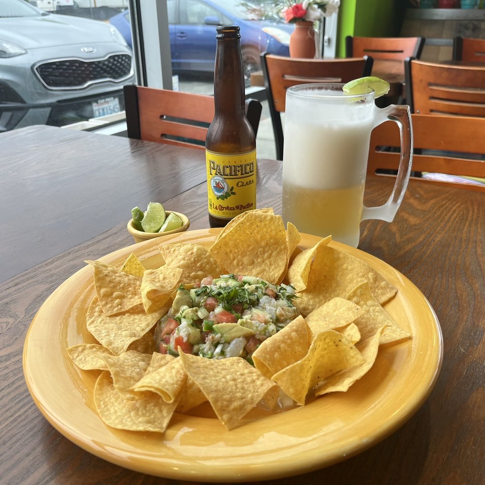 Shrimp ceviche with ice cold Pacifico beer