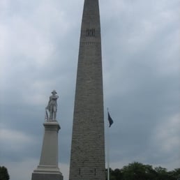 Approach to the Bennington Battle Monument from the road - shot from inside my car.