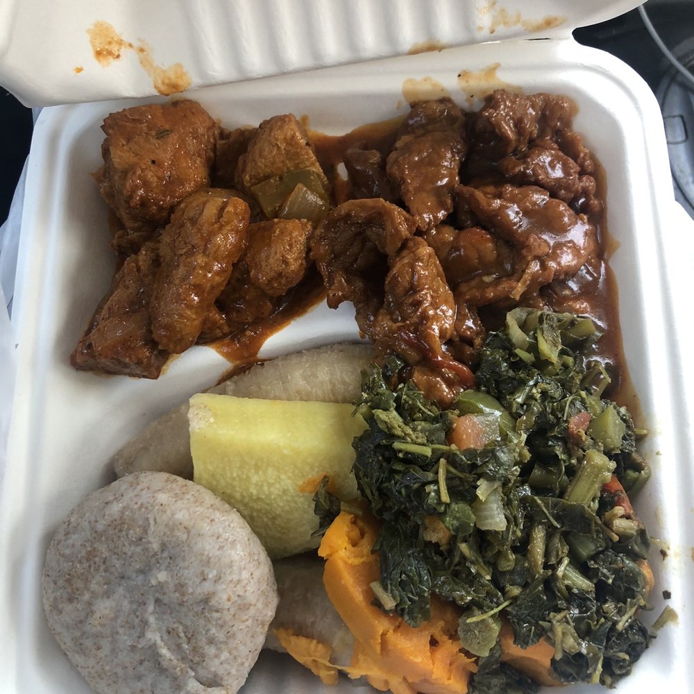 Treelion - Vegan steak and chicken with steam veggies and callaloo Excellent - Vegan Near Me - Pembroke Park, Florida Treelion - Vegan steak and chicken with steam veggies and callaloo Excellent - Vegan Near Me - Pembroke Park, Florida