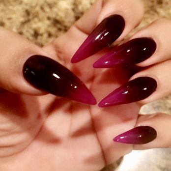 Ivy Nails & Spa - Black n Purple Ombré stiletto nails with matching pedi :) - Nail Salons Near Me - Puyallup, Washington Ivy Nails & Spa - Black n Purple Ombré stiletto nails with matching pedi :) - Nail Salons Near Me - Puyallup, Washington