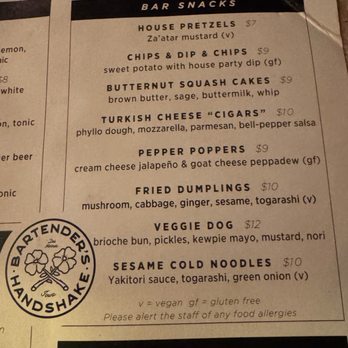 The Bartender’s Handshake - Nice selection of appetizers - Bars Near Me - Des Moines, Iowa