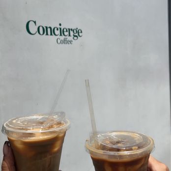 Concierge Coffee - The front entrance and two lattes - Coffee & Tea Near Me - Los Angeles, California