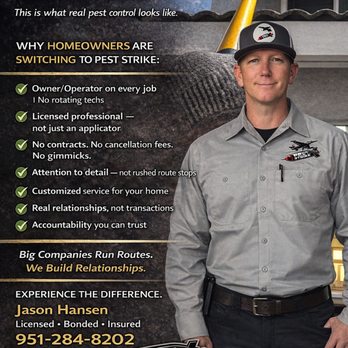 Pest Strike - Owner-operated pest control with no contracts. Detailed, reliable service every visit, real results and accountability you can trust. - Pest Control Near Me - Winchester, California Pest Strike - Owner-operated pest control with no contracts. Detailed, reliable service every visit, real results and accountability you can trust. - Pest Control Near Me - Winchester, California