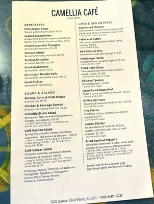 Menu photo 1 Camellia Cafe Slidell, LA Menu photo 1 Camellia Cafe Slidell, LA