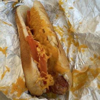 Fat Dogs & Spuds - Cheese stuck to wrapper - Hot Dogs Near Me - Fair Oaks, California