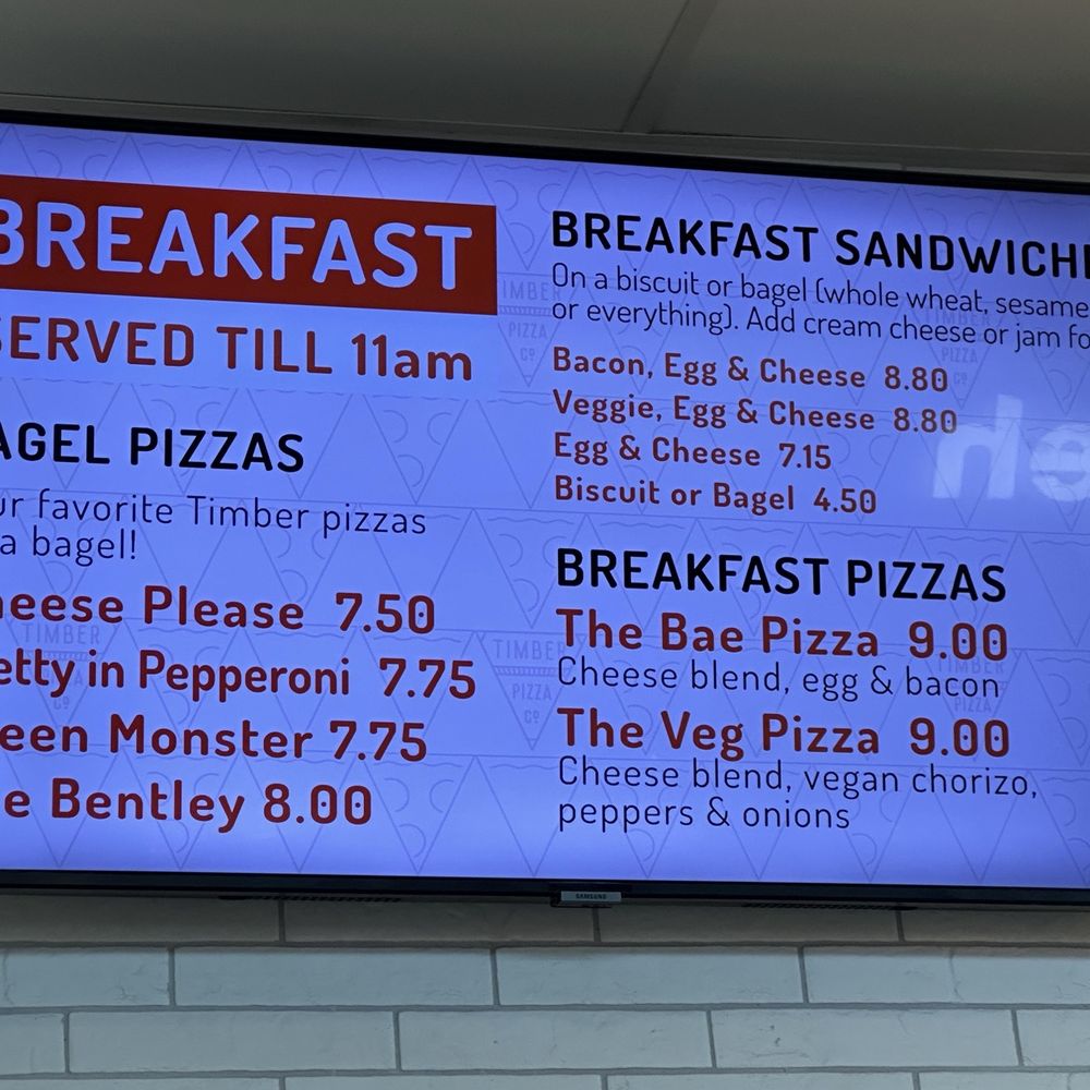 Breakfast menu