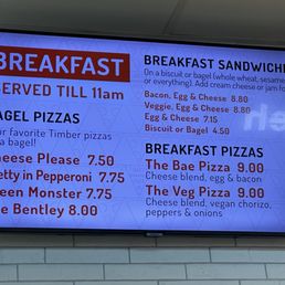Breakfast menu