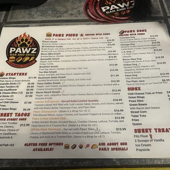 Pawz Bar & Grill - Menu - Hot Dogs Near Me - Columbia, Illinois
