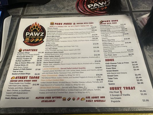 Menu photo 2 Pawz Bar & Grill Columbia, IL