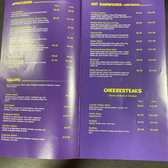Stuffed to the Grills - a purple menu - Sandwiches Near Me - Allentown, Pennsylvania