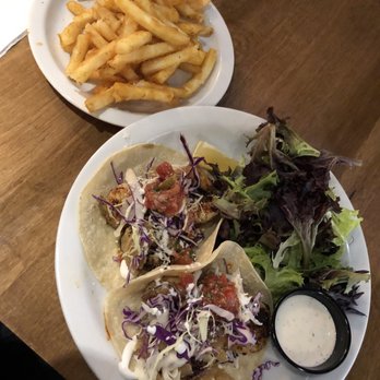 The Craft House - Shrimp tacos with side salad and ranch. Side of fries. - Gastropubs Near Me - Clovis, California