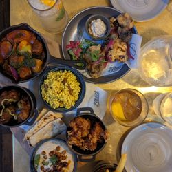 The Botanist - So many vegan eats! Crispy mushrooms, houmous, bang bang cauliflower, giant couscous, meatballs.