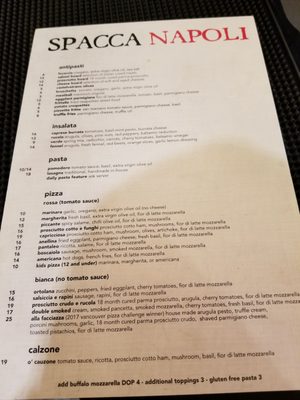 Menu photo 4 Spacca Napoli Port Moody, BC Menu photo 4 Spacca Napoli Port Moody, BC