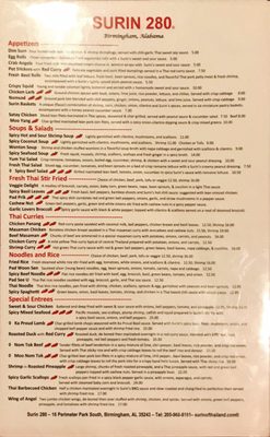 Menu photo 5 Surin 280 Birmingham, AL