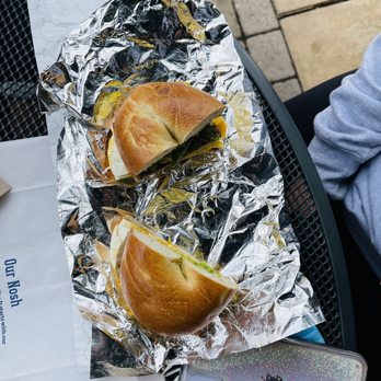 Noah's NY Bagels - Sausage Egg and Cheese w/ Avacado on a plain toasted bagel - Bagels Near Me - El Segundo, California Noah's NY Bagels - Sausage Egg and Cheese w/ Avacado on a plain toasted bagel - Bagels Near Me - El Segundo, California