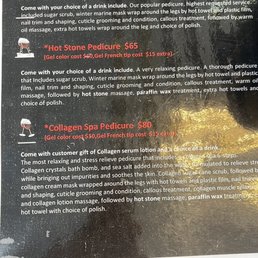 Pedicure menu