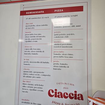 Ciaccia - Menu - Pizza Near Me - Charlottesville, Virginia