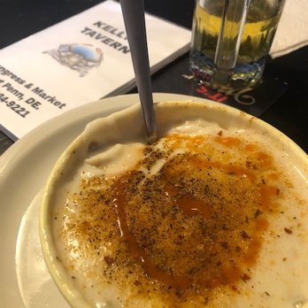 Kellys Tavern - Cream of Crab topped with JO and Franks - Bars Near Me - Port Penn, Delaware