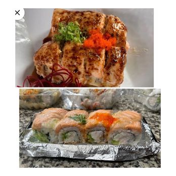 Sakura Sushi - Lion King Roll: Top Picture is menu picture on DoorDash Bottom Picture is the roll that was delivered - Sushi Bars Near Me - Temecula, California Sakura Sushi - Lion King Roll: Top Picture is menu picture on DoorDash Bottom Picture is the roll that was delivered - Sushi Bars Near Me - Temecula, California