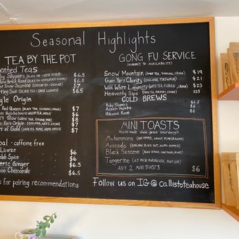 Callisto Tea House - 6/15 Tea Menu - Tea Rooms Near Me - Pasadena, California