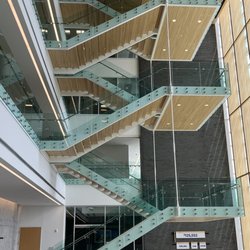 Cobalt Credit Union - Love this staircase and the wood-covered ceiling.