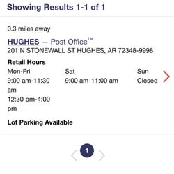 U.S. Postal Service - Hughes - Correct address and hours of operation