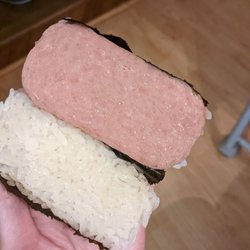 Da Luau Hawaiian Grill - Spam musubi - you can see it wasn't pan-fried, looks like it was sliced right out the can.