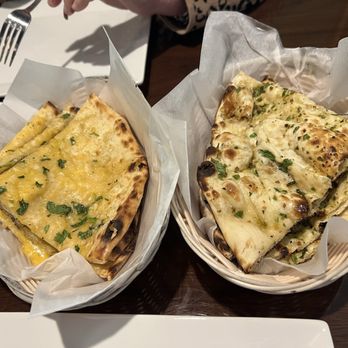 Destination India Restaurant & Bar - Cheese naan & chili lime naan. Both were very good and it was fun to mix and match with our other food. - Indian Near Me - Derry, New Hampshire