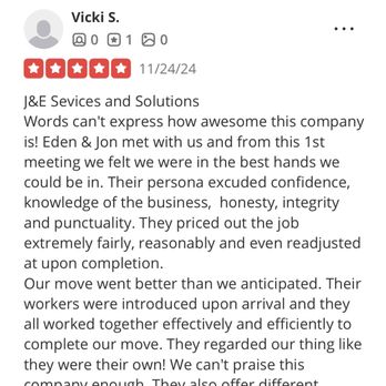 J&E Services & Solutions - Nov. 24, 2024 Review - Movers Near Me J&E Services & Solutions - Nov. 24, 2024 Review - Movers Near Me
