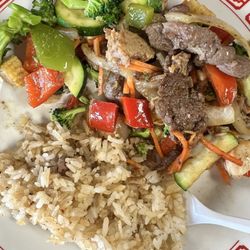 66 Teppanyaki Grill & Buffet - Back for seconds! Beef, chicken, bell peppers, zucchini, onion, broccoli, carrots, corn, & fried rice