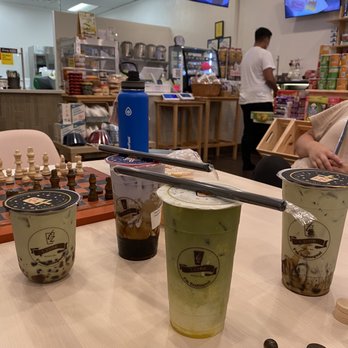 T zone Dessert - 4 most popular drinks (Moon Matcha Latte, Red Bean Matcha, Purple Purple, and Matcha Latte) - Bubble Tea Near Me - Sterling, Virginia