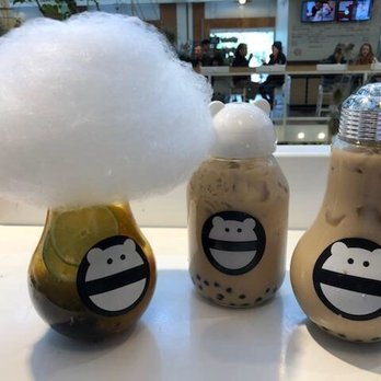 Mini Monster Cafe - Left: Monster cloud with passion fruit tea. - Bubble Tea Near Me - Anaheim, California